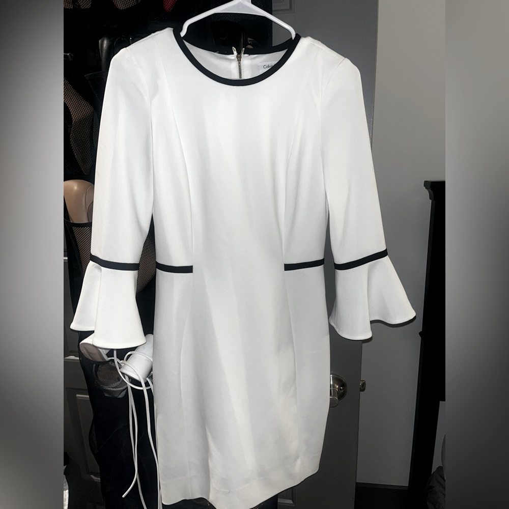 Calvin Klein White Fitted Dress
